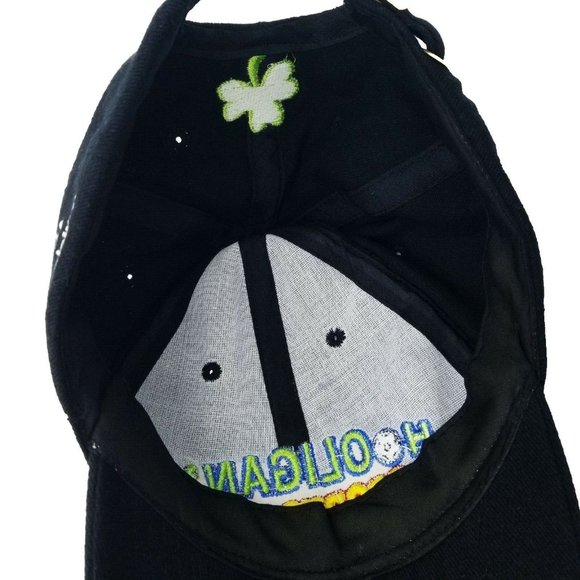 Hooligans Sports Bar Adjustable Tuck Strap Baseball Cap Black Cloverleaf Golf - Picture 7 of 8